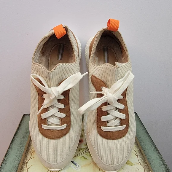 Sam Edelman Stokton Slip On Sherpa Lined Cream/Brown/Gray Size 7 Made In Italy - Picture 1 of 9